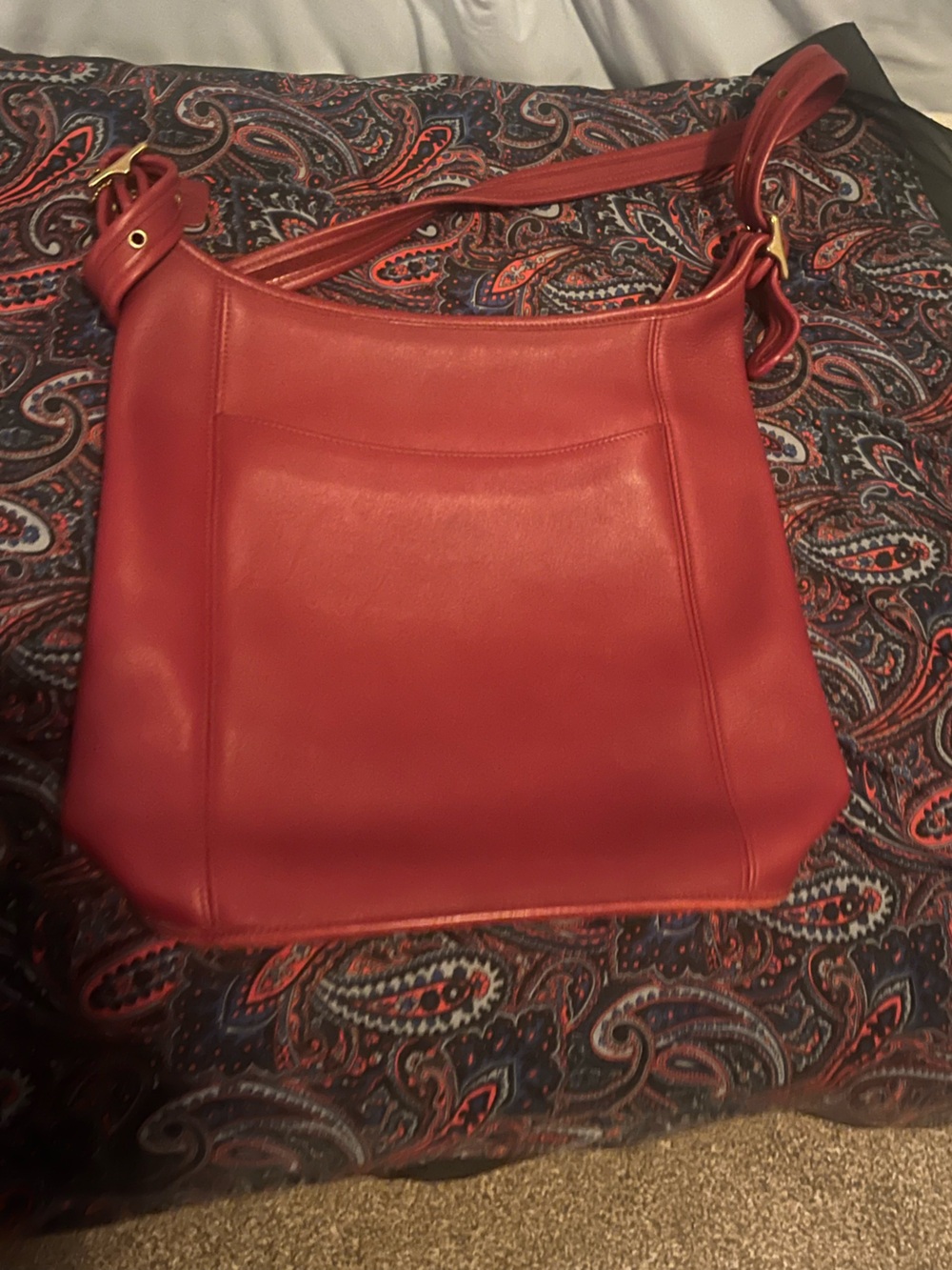 Coach Red Leather Shoulder Bag - Classic Women's Tote